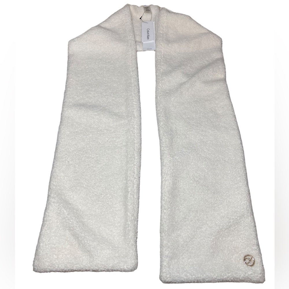 Calvin Klein cream teddy scarf faux‎ fur Sherpa wrap NWT
